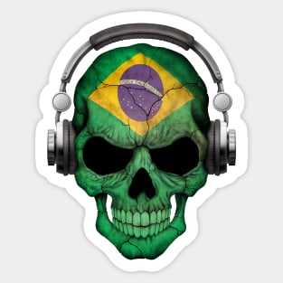 Dark Skull Deejay with Brazilian Flag Sticker